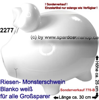 Preview: Sparschwein riesengroßes 3D Design Monster Blanko weiß A Sonderverkauf ! 770 - B